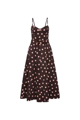 REBECCA VALLANCE VIVIANNE STRAP MIDI / BROWN POLKA / SIZE 12 for rent on The Volte - image 5