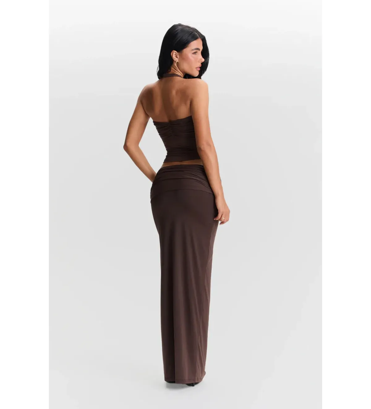 Sasha Therese Blair Top and Mila Maxi Skirt Set in Chocolate Brown Size S/AU8 - Image 3