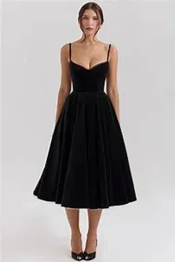 House of CB - Mademoiselle Black Velvet Tulle Midi Dress + Bolero for rent on The Volte - image 2