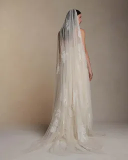 Danielle Frankel Pleated Lace Applique Veil Floor Length for rent on The Volte - image 1