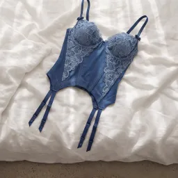 For Love & Lemons Denim Hearts Bustier for rent on The Volte - image 1