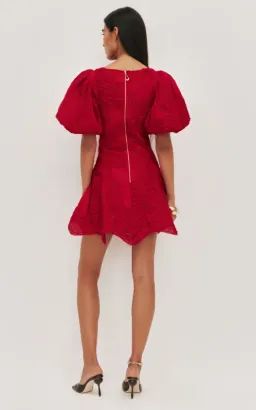 AJE Wave Mini Dress Scarlet red Size 10 for rent on The Volte - image 2