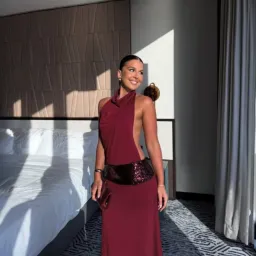 Ance Gria Adele Gown in Wine Size 8  for rent on The Volte - image 3