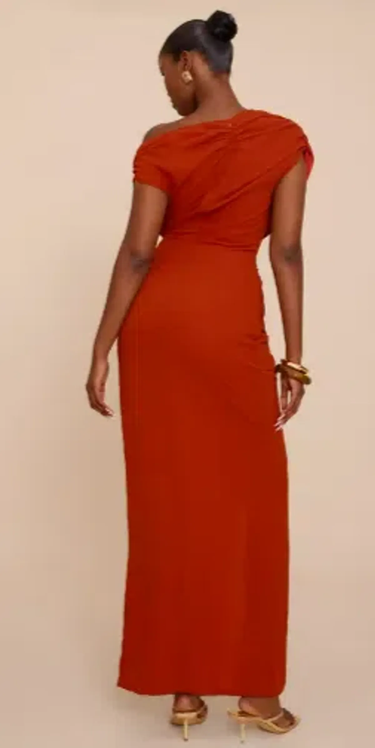 Rust Chiffon Maxi Dress - pretty little things - size 12 - Image 3