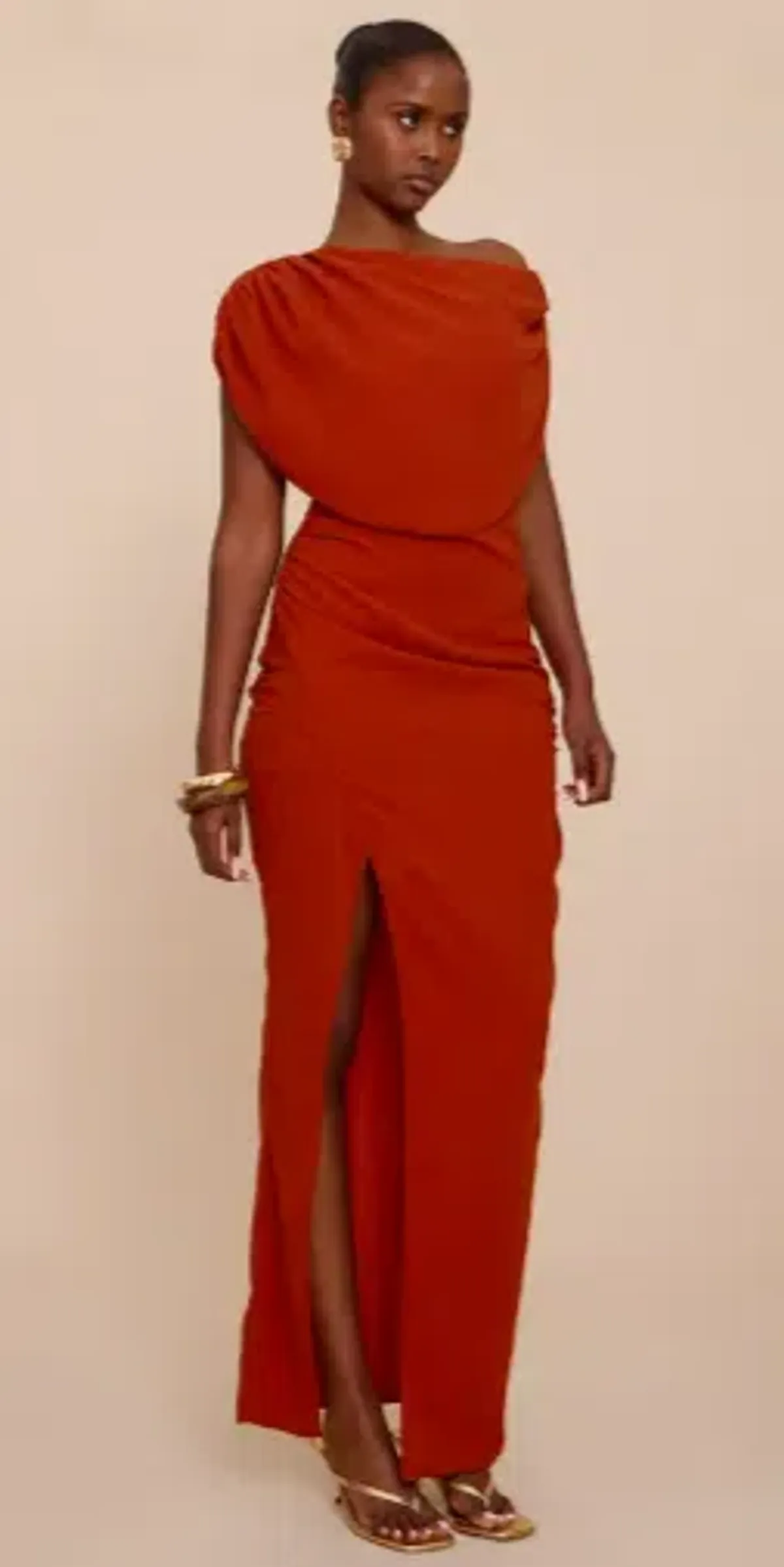 Rust Chiffon Maxi Dress - pretty little things - size 12 - Image 4