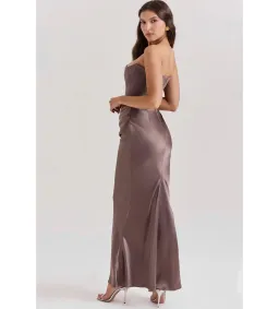 House of CB Persephone Strapless Corset Maxi Dress in Smoke Size S/AU8 for rent on The Volte - image 2