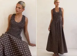 Runway Scout Annalee Maxi Dress (Chocolate Polka Dota) Size XS (6) for rent on The Volte - image 1