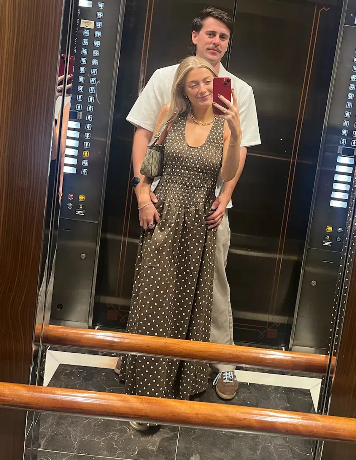 Runway Scout Annalee Maxi Dress (Chocolate Polka Dota) Size XS (6) - Image 3