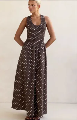 Runway Scout Annalee Maxi Dress (Chocolate Polka Dota) Size XS (6) for rent on The Volte - image 2