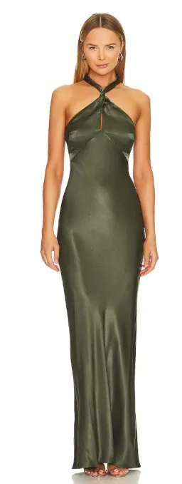 Shona Joy La Lune High Neck Twist Maxi Dress - Long Forest Size 6 for rent on The Volte - image 3