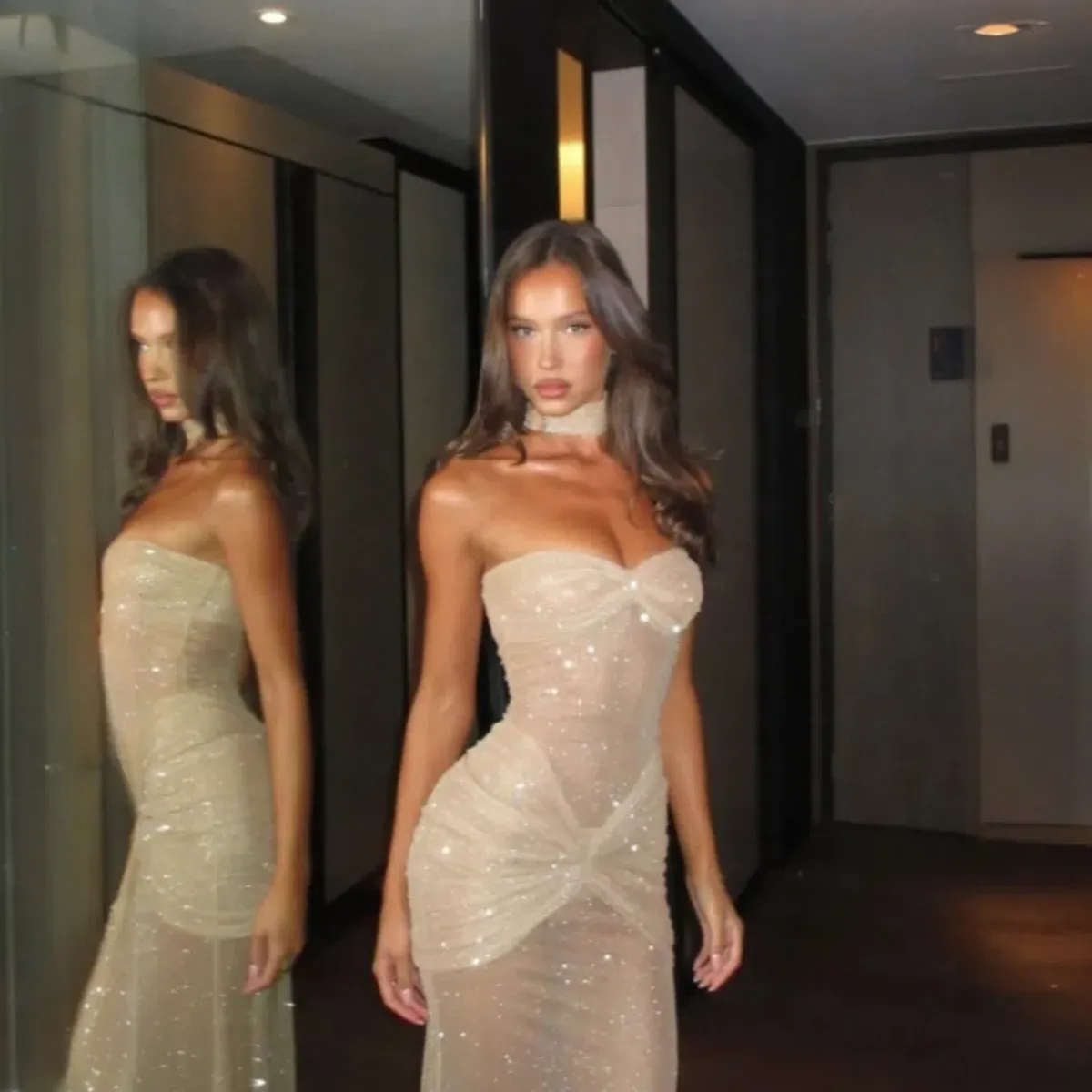 Mirror Palais The Starlite Dress in Diamond Sand Size 8 - Image 1