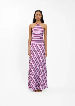 WITH HARPER LU - HALTER MAXI DRESS | VIOLET STRIPE | XL for rent on The Volte - image 1