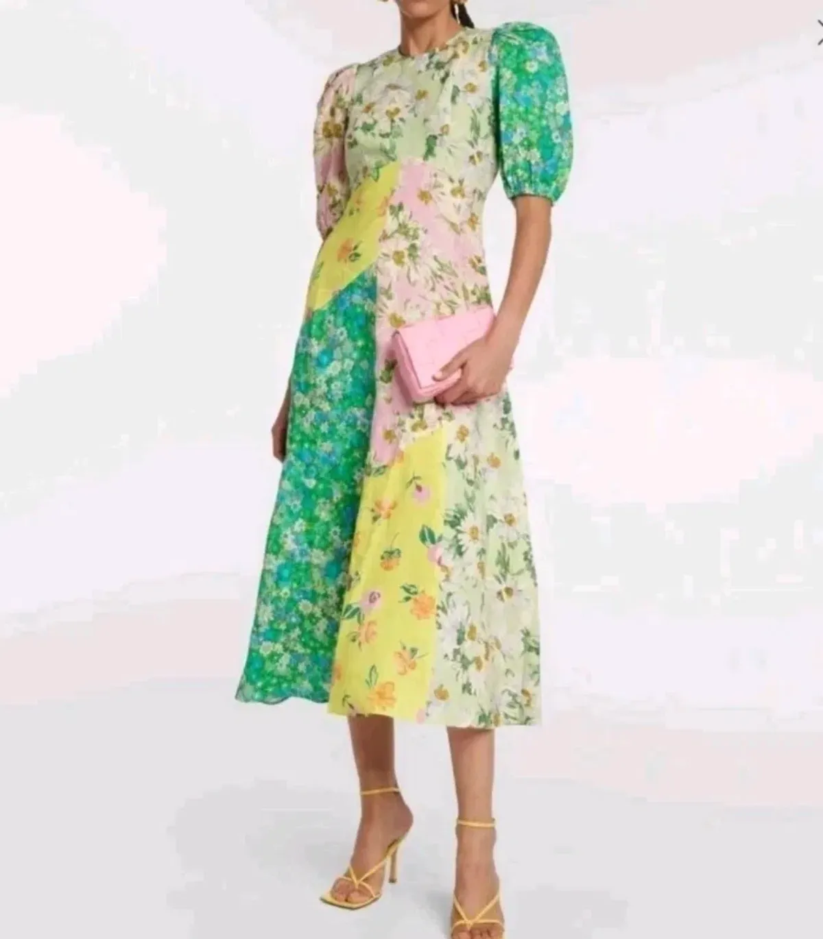 Alemais Kenzie Puff Sleeve Midi Dress in Multi Floral Size 16 - Image 2