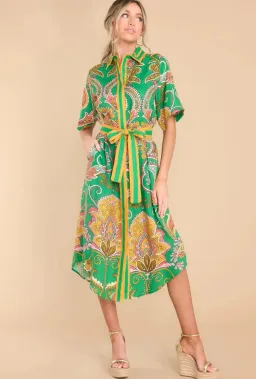 Alemais Marion Shirt Dress in Green Multi Size 14 for rent on The Volte - image 1