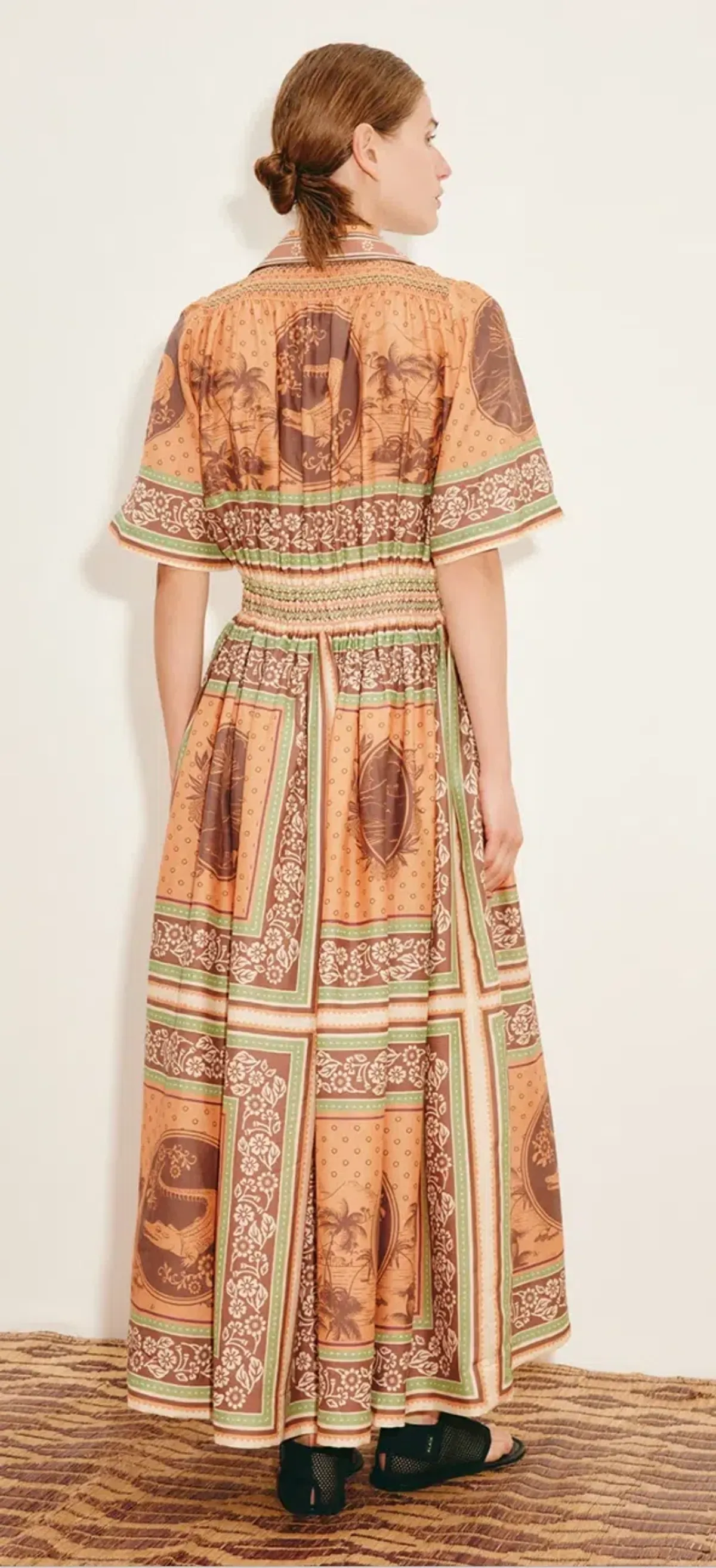 ALEMAIS ALBERTA SMOCKED MIDI DRESS SIZE 8 - Image 2