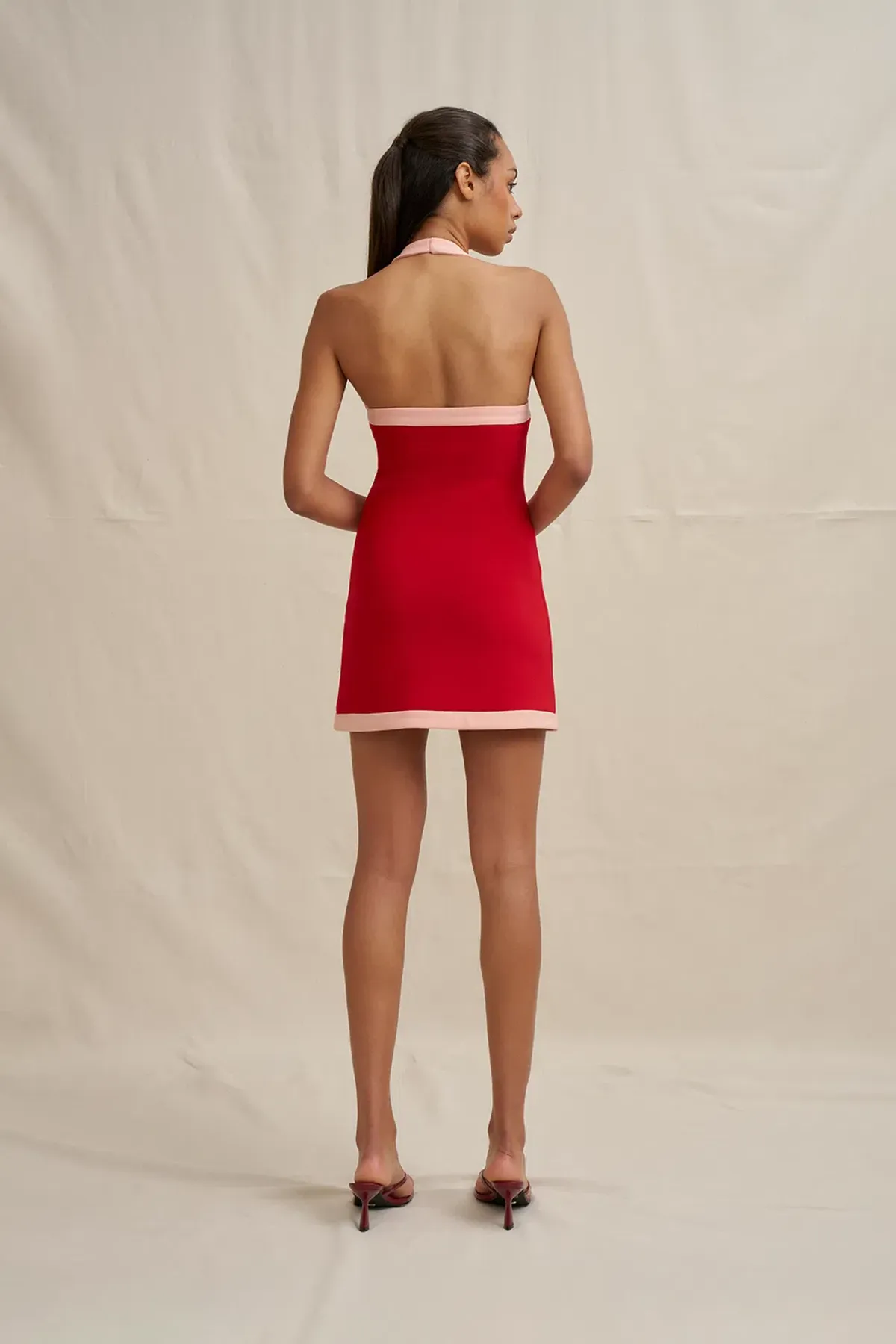 By Johnny Colette Halter Mini Dress in Red/Pink Size S / AU 8 - Image 3