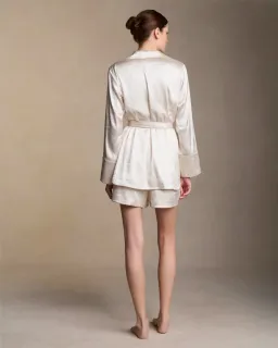 Danielle Frankel Ivory Silk Loungewear Set Size M for rent on The Volte - image 2