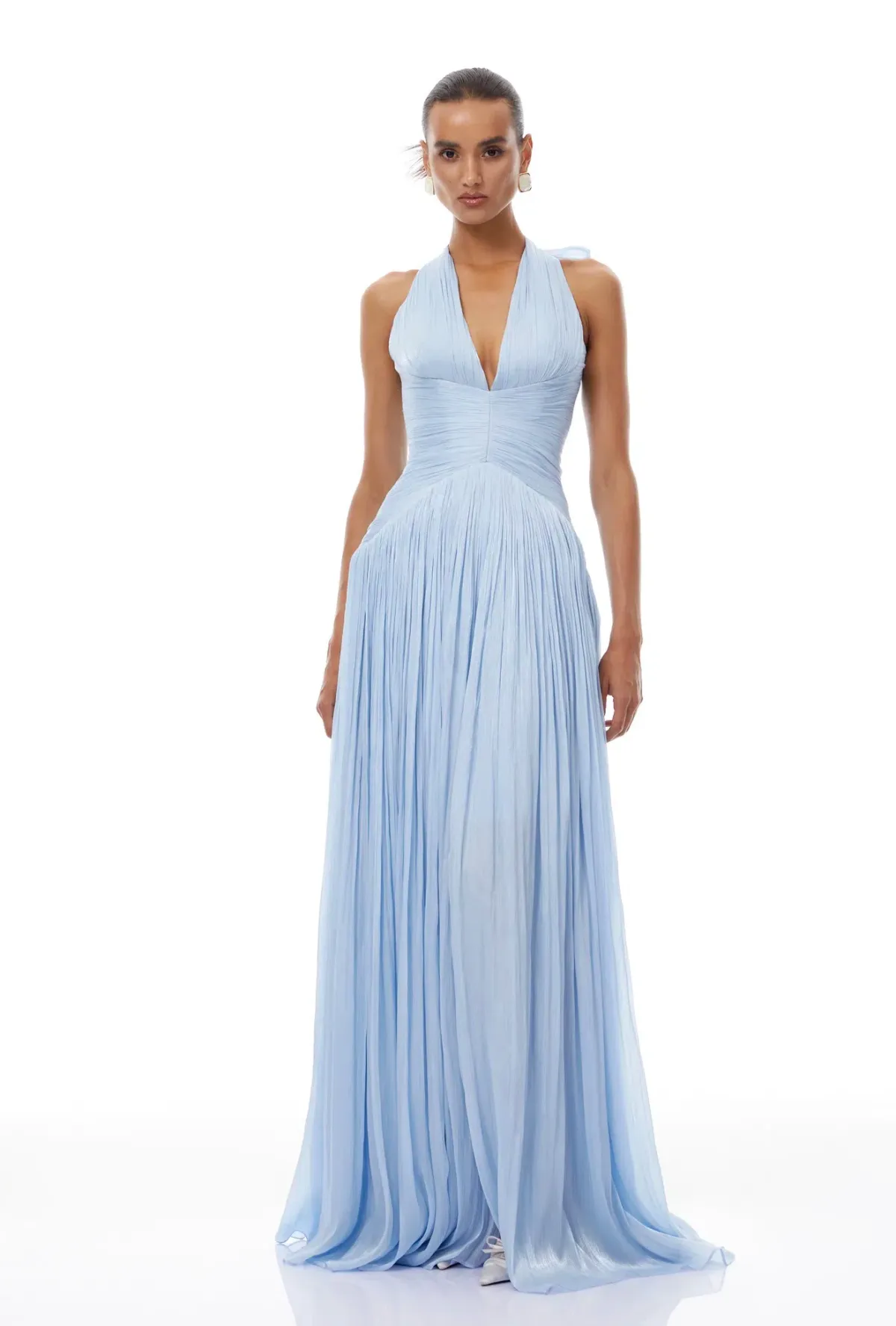 Térébenthine Blue Glossy Gathered Maxi Dres - Image 1