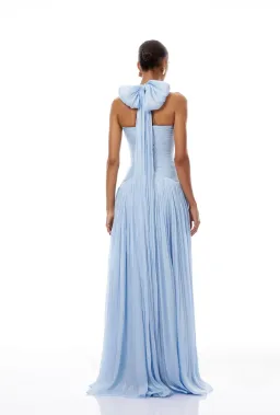 Térébenthine Blue Glossy Gathered Maxi Dres for rent on The Volte - image 2