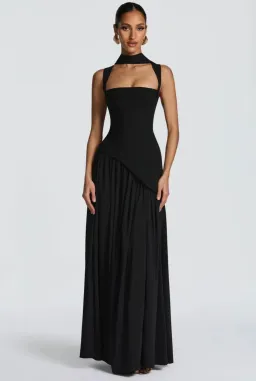 Sidonie Black Asymmetrical Maxi Gown for rent on The Volte - image 1