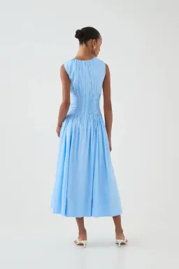 💙 AJE Agatha Knot Sleeveless Midi Dress – Powder Blue – Size 12 AU 💙 Satin Sheen for rent on The Volte - image 3