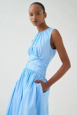 💙 AJE Agatha Knot Sleeveless Midi Dress – Powder Blue – Size 12 AU 💙 Satin Sheen for rent on The Volte - image 9