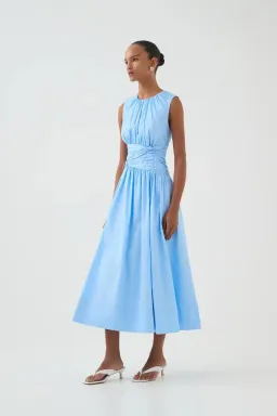 💙 AJE Agatha Knot Sleeveless Midi Dress – Powder Blue – Size 12 AU 💙 Satin Sheen for rent on The Volte - image 1