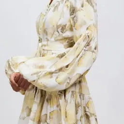 Acler walker dress floral yellow / lemon  mini dress size 6  for rent on The Volte - image 3