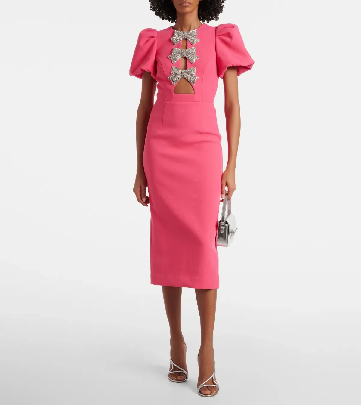 Rebecca Vallance Posey Puff Sleeve Midi Dress Pink size 12 - Image 2