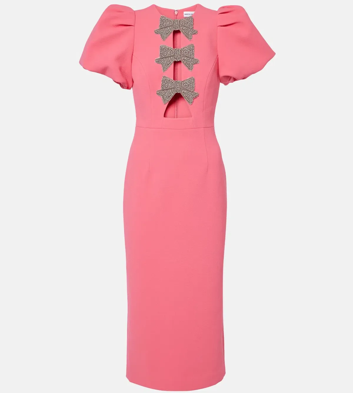 Rebecca Vallance Posey Puff Sleeve Midi Dress Pink size 12 - Image 6