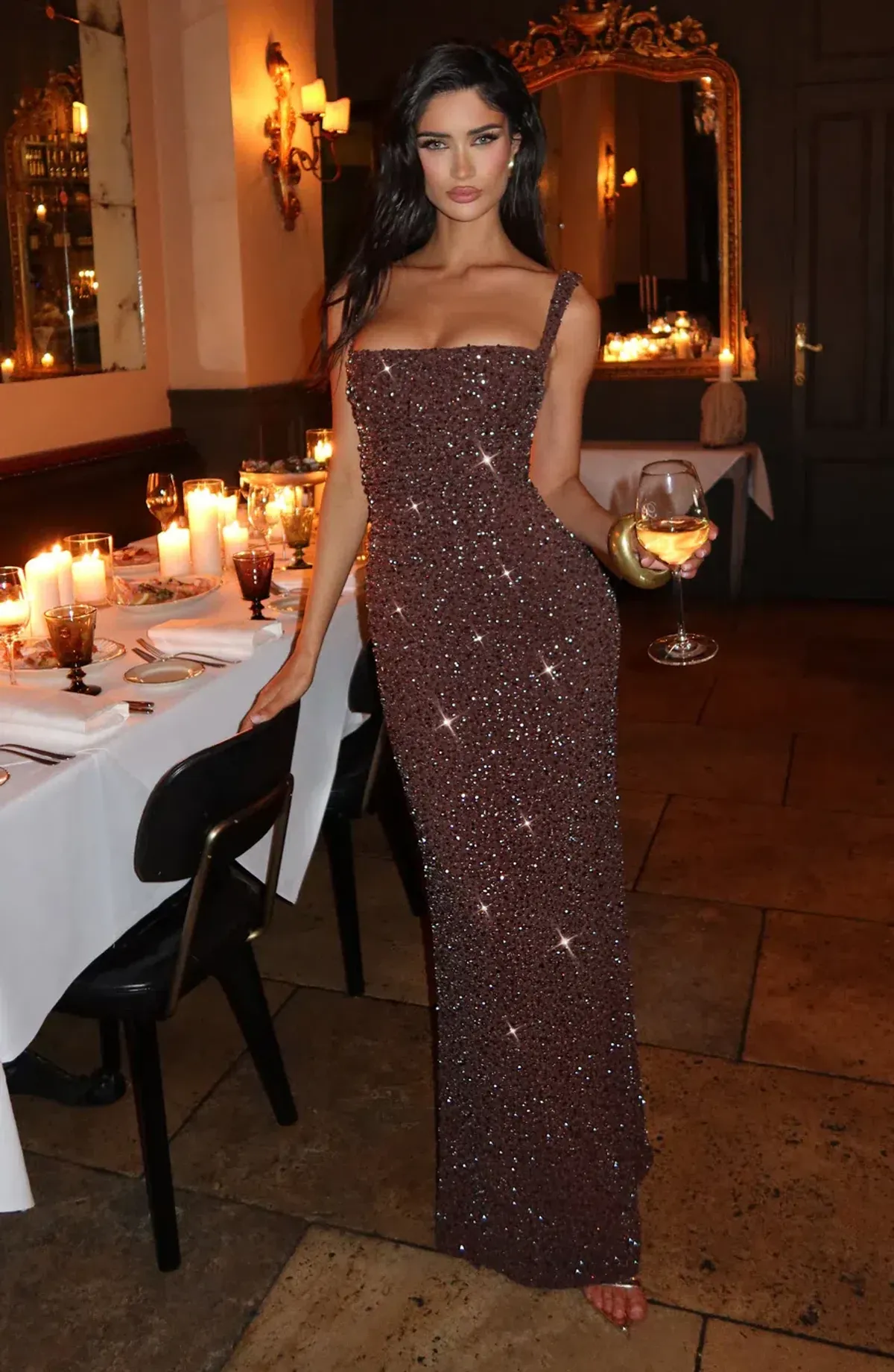 Babyboo Calanthe Maxi Dress - Plum Brown Sparkle Size M (XS-M/6-10) - Image 2