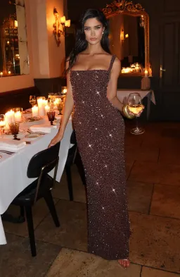 Babyboo Calanthe Maxi Dress - Plum Brown Sparkle Size M (XS-M/6-10) for rent on The Volte - image 2