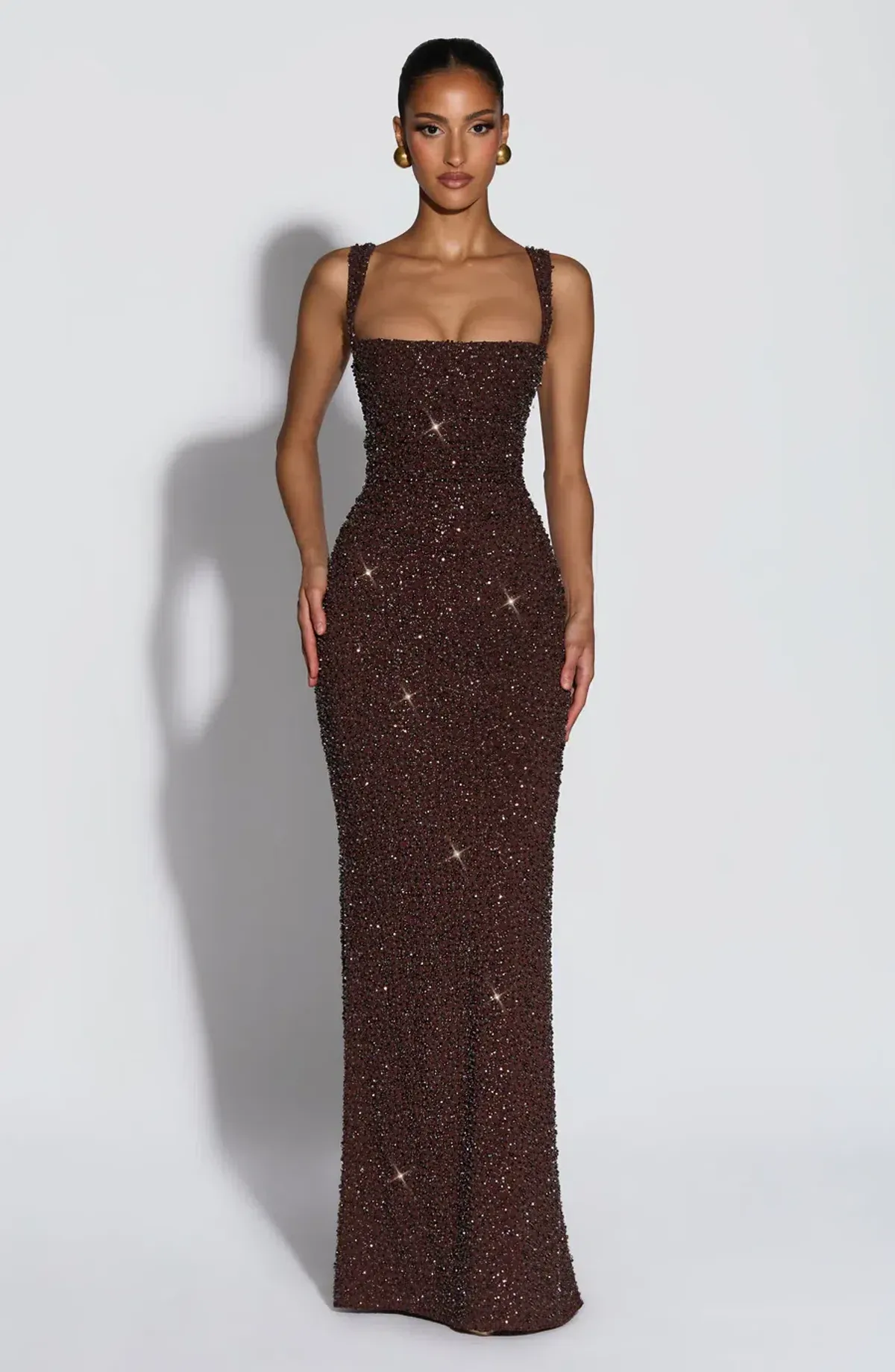 Babyboo Calanthe Maxi Dress - Plum Brown Sparkle Size M (XS-M/6-10) - Image 1