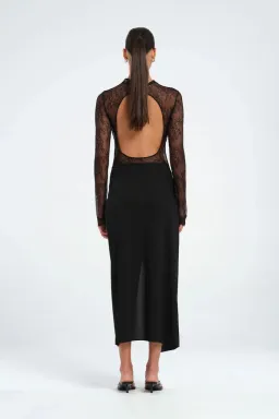 BENNI Colton MIDI Dress In Black Lace | Size AU 10 for rent on The Volte - image 3