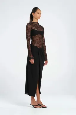 BENNI Colton MIDI Dress In Black Lace | Size AU 10 for rent on The Volte - image 2
