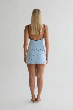 HNTR the label Char Mini Dress in Baby Blue Polka Size S / AU 8 for rent on The Volte - image 2