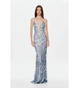 Misha Sapphire Sequin Maxi Dress in Dove Grey Size XS/AU6 for rent on The Volte - image 1