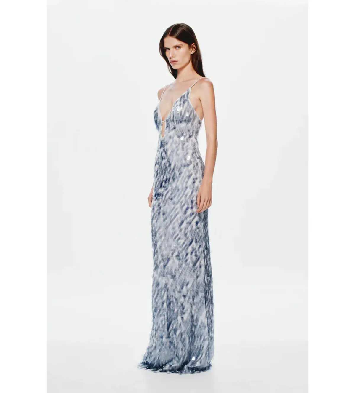 Misha Sapphire Sequin Maxi Dress in Dove Grey Size S/AU8 - Image 2