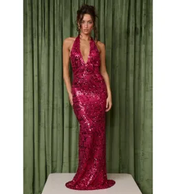 Fait Par Foutch Liana Dress in Magenta Sequin Size M/AU10 for rent on The Volte - image 1