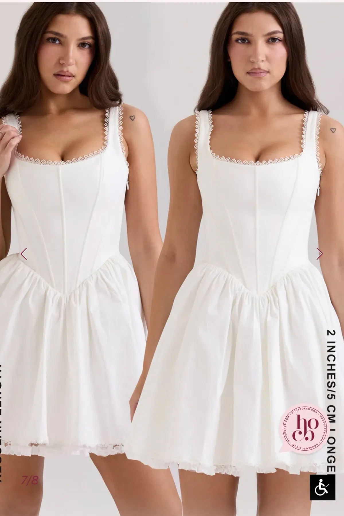 House of CB LETITIA WHITE STRETCH COTTON MINI DRESS Size L - Image 5