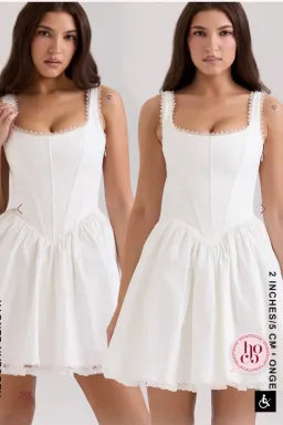 House of CB LETITIA WHITE STRETCH COTTON MINI DRESS Size L for rent on The Volte - image 5