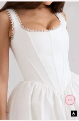 House of CB LETITIA WHITE STRETCH COTTON MINI DRESS Size L for rent on The Volte - image 4