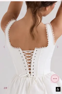 House of CB LETITIA WHITE STRETCH COTTON MINI DRESS Size L for rent on The Volte - image 2