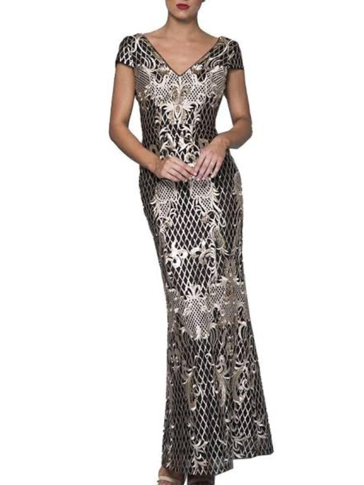 Black and Gold Bariano Dress - Image 1