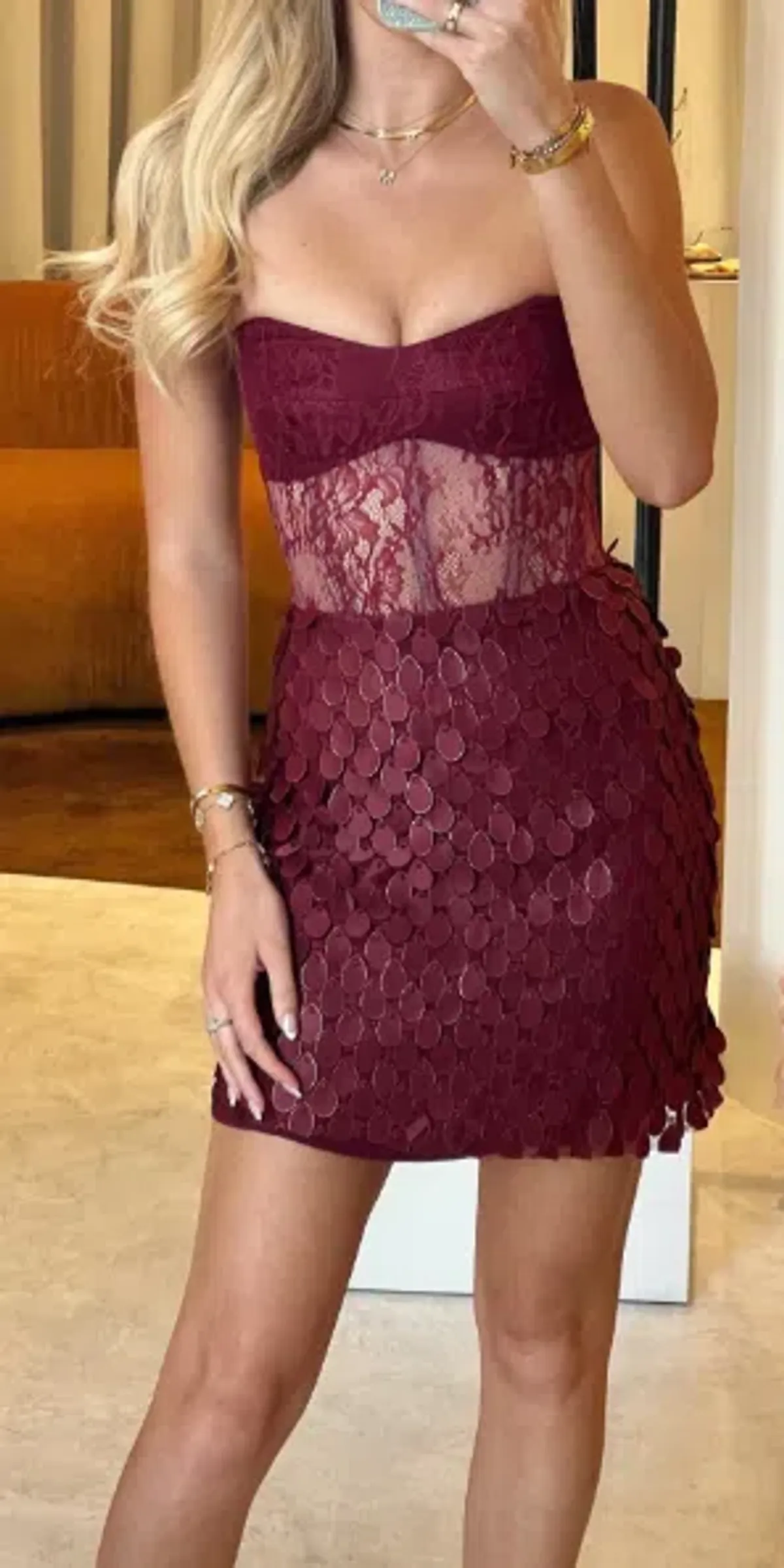 MANNING CARTELL SUPREME EXTREME MINI DRESS SIZE 12 - CRANBERRY COLOUR - Image 1