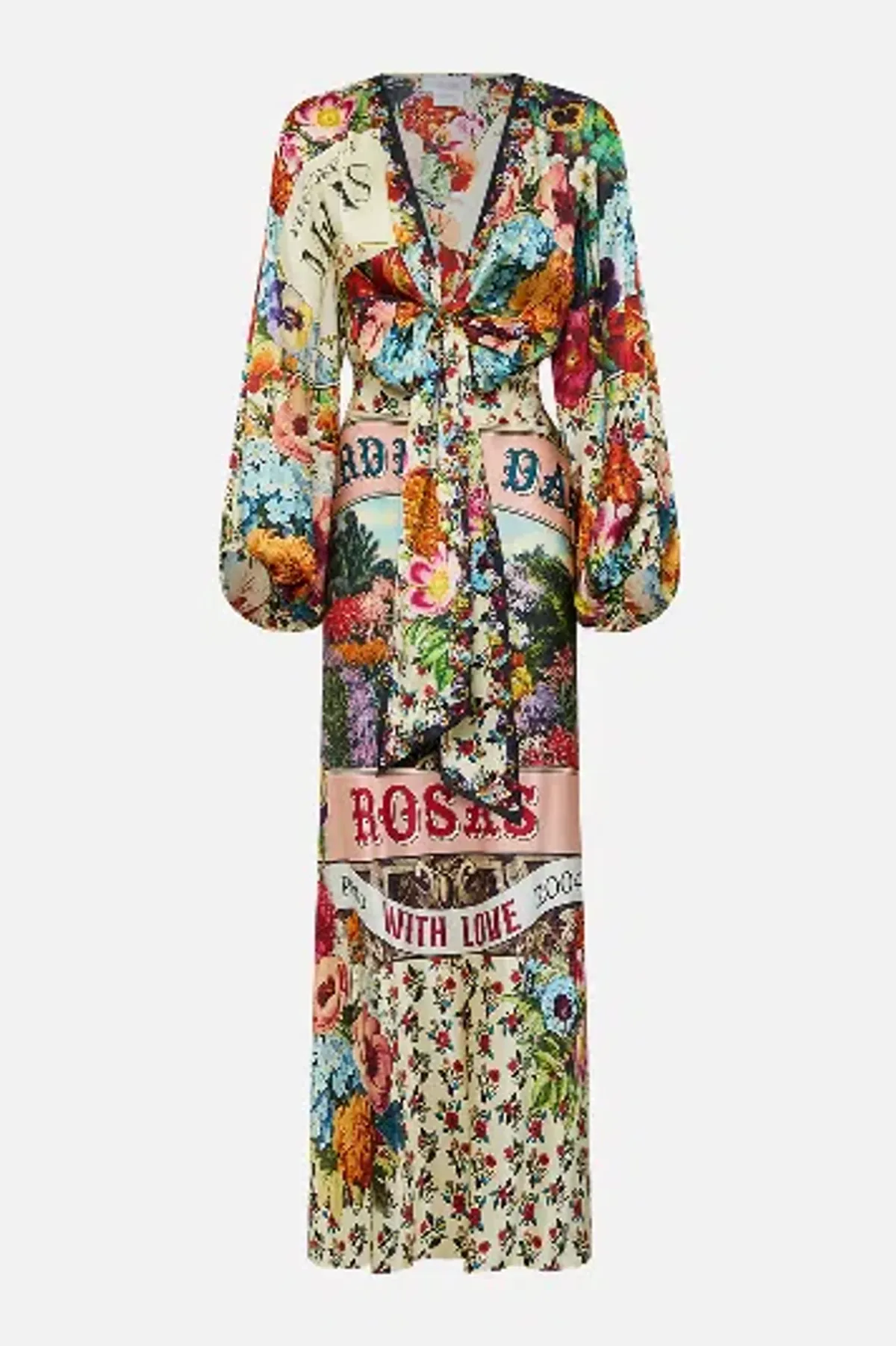 Camilla Dress and Clutch Aromatic Amor Blouson Sleeve Bias Dress size S 8-10 - Image 1