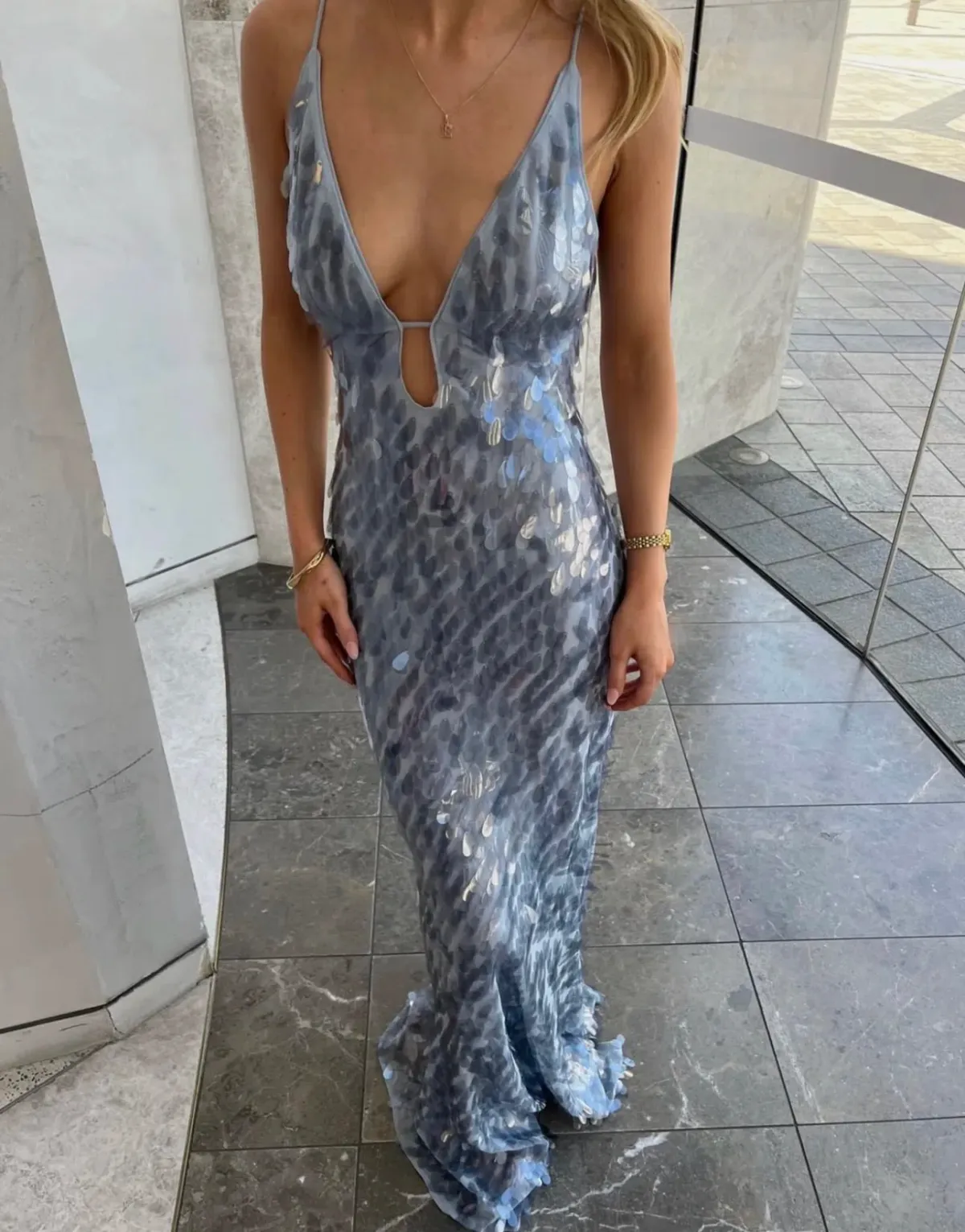 MISHA SAPPHIRE SEQUIN DOVE GREY SIZE 8 - Image 2