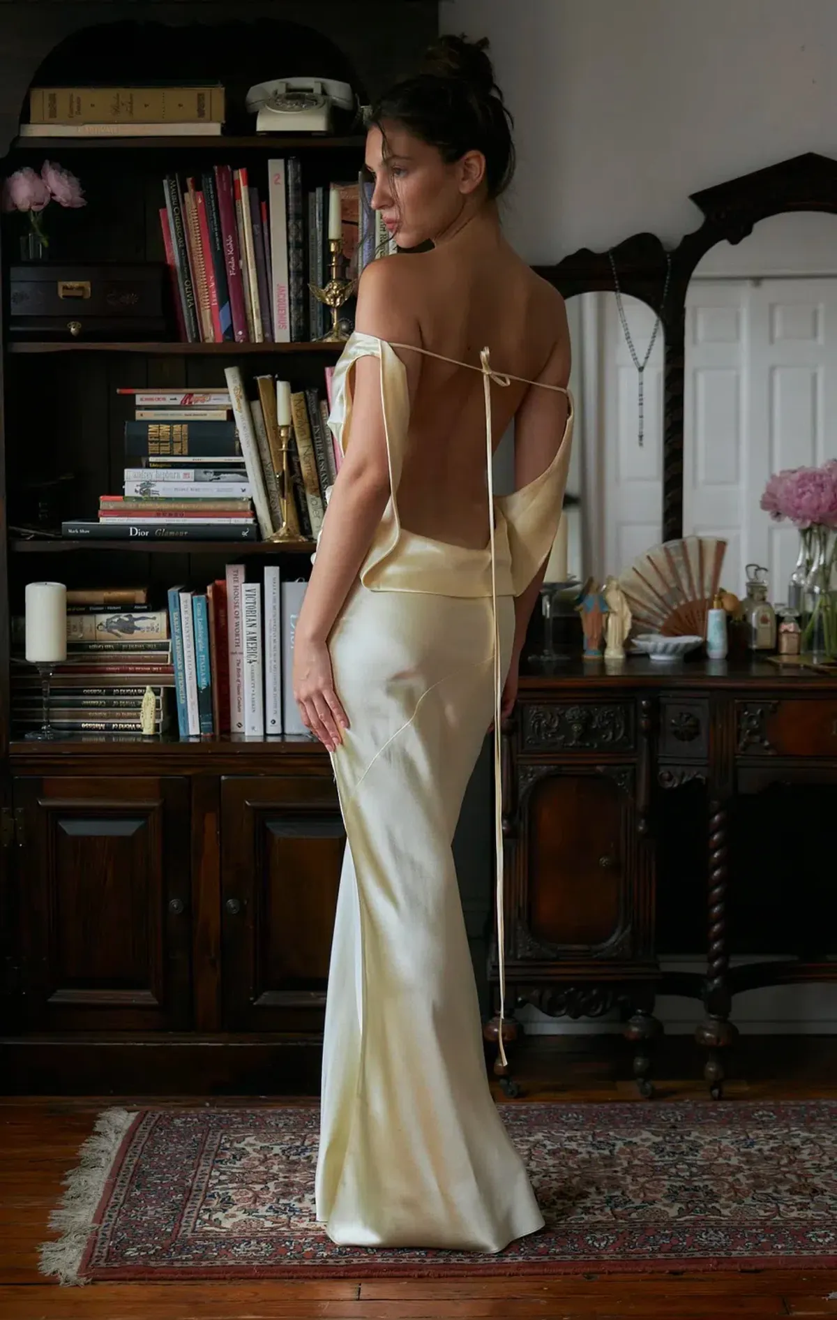 Mirror Palais Plunging Back Cowl Dress in butter XS - Image 6