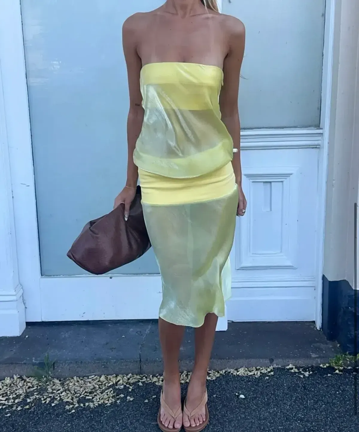 Mode Mischief Melt Panel Dress Yellow size S - Image 3