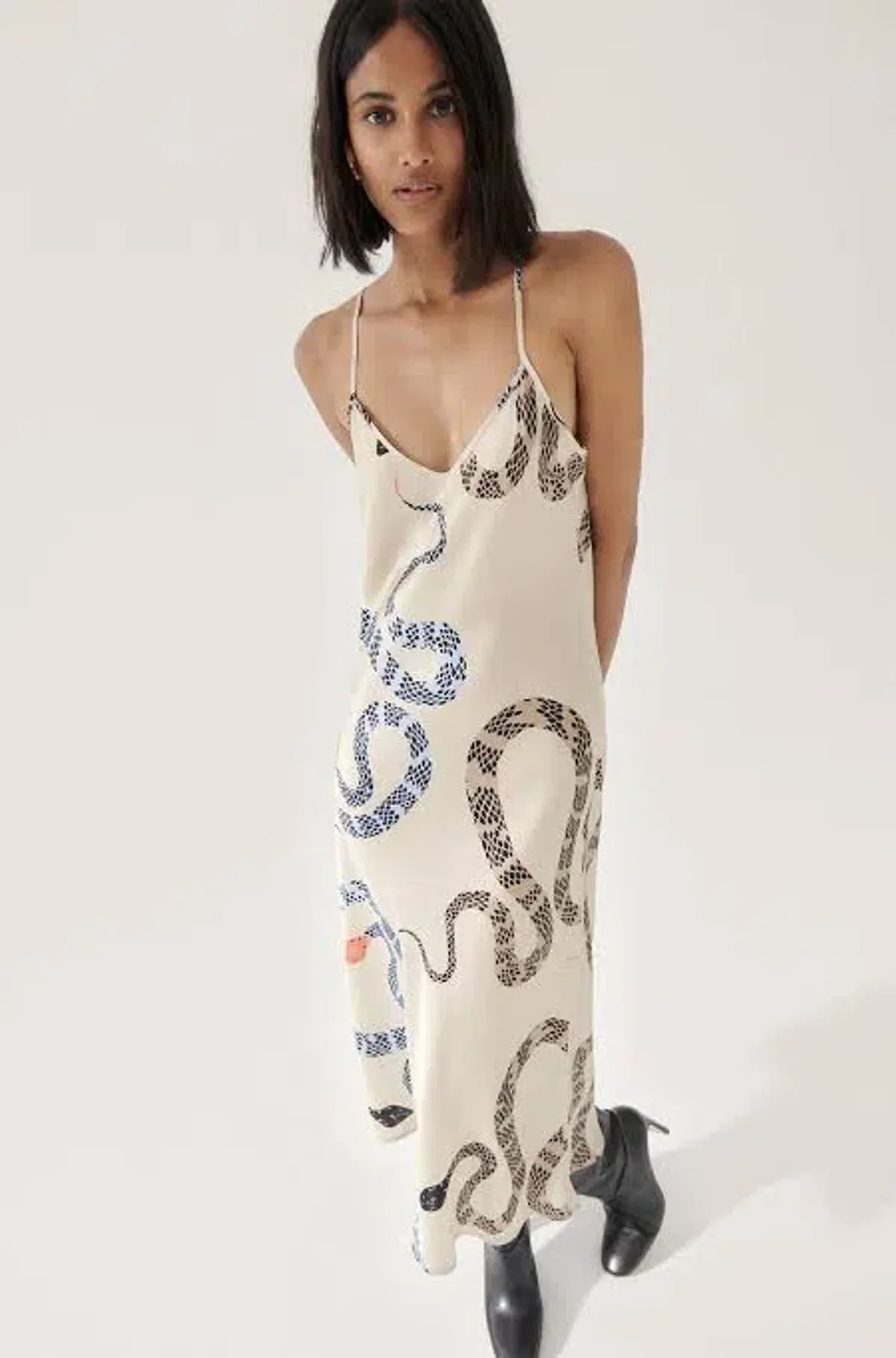 Silk Laundry Hazelnut Snake 90s Slip Dress XS - Image 1